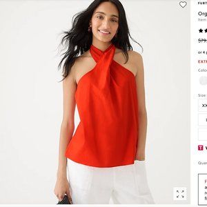 J Crew Organic cotton poplin halter top NWT